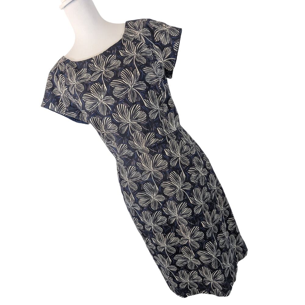 NWOT! J. CREW! OCEAN BLUE & CREAM FLORAL, COTTON W/SPANDEX SHIFT DRESS! SZ 12